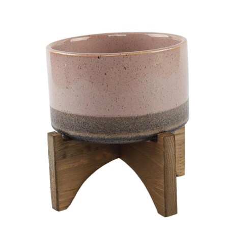 Conservatorio 5.1' OPENING LAVA CERAMIC ON WOOD STAND, PINK AND MAUVE CO2969266